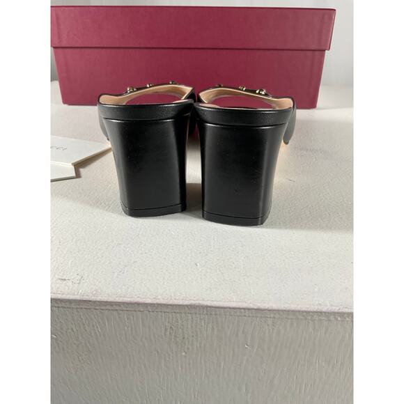 Gucci Lady Horsebit Black Leather Sandals Size 7 - Picture 4 of 5